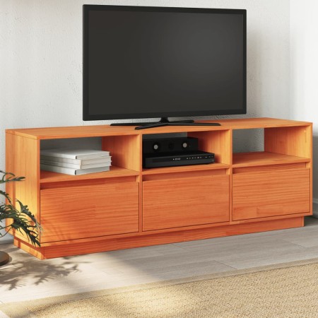 Solid pine wood TV stand, brown wax 140x37x50 cm by , TV Furniture - Ref: Foro24-847122, Price: 168,26 €, Discount: %