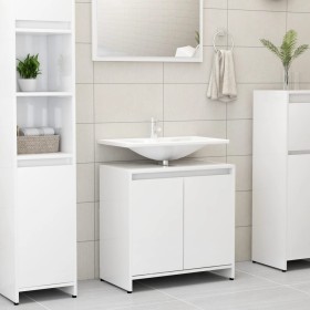 Glossy white plywood bathroom cabinet 60x33x61 cm by vidaXL, Bathroom furniture - Ref: Foro24-802648, Price: 50,53 €, Discoun...