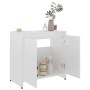 Armario de baño madera contrachapada blanco brillo 60x33x61 cm de vidaXL, Muebles de baño - Ref: Foro24-802648, Precio: 53,98...