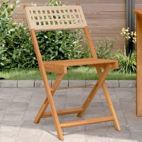 Bistro chairs 2 pcs solid acacia wood PE rattan beige by , Garden chairs - Ref: Foro24-367677, Price: 87,13 €, Discount: %