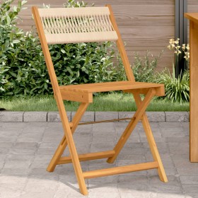 Bistro chairs 2 pcs solid acacia wood and beige polypropylene by , Garden chairs - Ref: Foro24-367680, Price: 91,99 €, Discou...