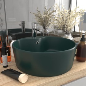 Luxury washbasin with matte dark green ceramic overflow 36x13 cm by vidaXL, Sinks - Ref: Foro24-147036, Price: 60,75 €, Disco...