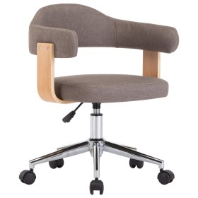 Swivel office chair with curved wood and taupe gray fabric by vidaXL, Office chairs - Ref: Foro24-3054841, Price: 135,99 €, D...