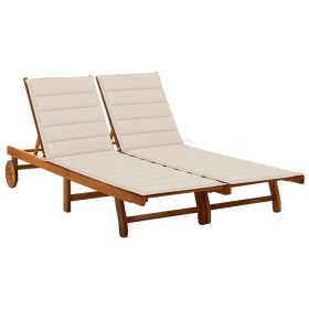 Garden sun lounger for 2 people and cushions made of solid acacia wood by , Loungers - Ref: Foro24-3061377, Price: 392,34 €, ...