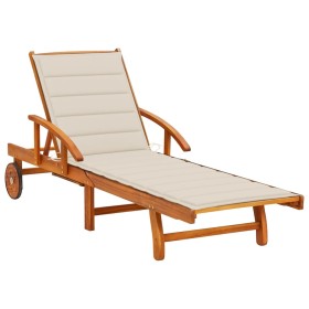 Garden sun lounger with solid acacia wood cushion by , Loungers - Ref: Foro24-3061605, Price: 162,60 €, Discount: %