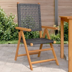 Garden chairs 2 units solid acacia wood and black PE rattan by , Garden chairs - Ref: Foro24-367651, Price: 153,77 €, Discoun...