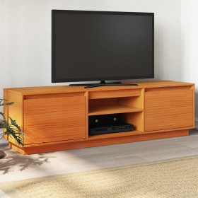 Solid pine wood TV stand in brown wax finish, 140x35x40 cm by , TV Furniture - Ref: Foro24-847131, Price: 138,99 €, Discount: %