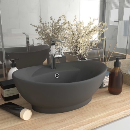 Luxurious sink with dark gray ceramic overflow 58.5x39 cm by vidaXL, Sinks - Ref: Foro24-146939, Price: 76,99 €, Discount: %