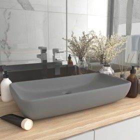 Lavabo de lujo de cerámica rectangular gris claro mate 71x38 cm de vidaXL, Lavabos - Ref: Foro24-146960, Precio: 100,99 €, De...