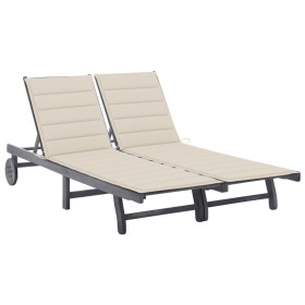 Garden sunbed for 2 people with solid acacia wood and cushions by , Loungers - Ref: Foro24-3061392, Price: 366,71 €, Discount: %