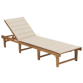 Folding sun lounger with solid acacia wood cushion. by , Loungers - Ref: Foro24-3064167, Price: 214,99 €, Discount: %