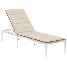 Sun lounger with solid acacia wood and stainless steel cushion. by , Loungers - Ref: Foro24-3061461, Price: 224,64 €, Discoun...