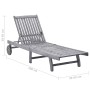 Garden sun lounger with solid acacia wood cushion in grey by , Loungers - Ref: Foro24-3061362, Price: 190,25 €, Discount: %