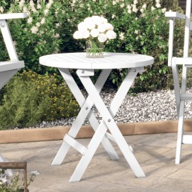 Folding garden table solid white acacia wood Ø 46 cm by , Garden tables - Ref: Foro24-312117, Price: 42,99 €, Discount: %