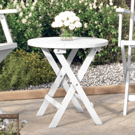 Folding garden table solid white acacia wood Ø 46 cm by , Garden tables - Ref: Foro24-312117, Price: 45,40 €, Discount: %