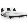 Estructura de cama con cabecero cuero sintético negro y blanco de , Camas y somieres - Ref: Foro24-3208115, Precio: 204,39 €,...