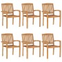 Stackable garden chairs 6 pcs teak wood with cushions by , Garden chairs - Ref: Foro24-3073270, Price: 719,99 €, Discount: %