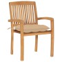 Stackable garden chairs 6 pcs teak wood with cushions by , Garden chairs - Ref: Foro24-3073270, Price: 719,99 €, Discount: %