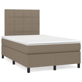 Box spring bed with mattress and LED in taupe gray fabric 120x190 cm by , Beds and slatted bases - Ref: Foro24-3270201, Price...