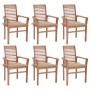 Dining chairs 6 pcs solid teak wood with beige cushions by , Garden chairs - Ref: Foro24-3072949, Price: 600,86 €, Discount: %