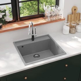 Kitchen sink with gray granite overflow by vidaXL, Sinks - Ref: Foro24-147062, Price: 179,99 €, Discount: %