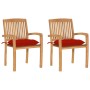 Garden chairs 2 units solid teak wood with red cushions by , Garden chairs - Ref: Foro24-3063273, Price: 248,41 €, Discount: %