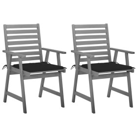 Dining garden chairs 2 units solid acacia wood with cushions by , Garden chairs - Ref: Foro24-3064408, Price: 153,42 €, Disco...