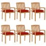 Stackable garden chairs, set of 6, made of teak wood with cushions. by , Garden chairs - Ref: Foro24-3073273, Price: 724,92 €...