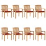 Stackable garden chairs 8 pcs teak wood with cushions by , Garden chairs - Ref: Foro24-3073246, Price: 977,70 €, Discount: %