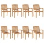 Stackable garden chairs 8 pcs teak wood with cushions by , Garden chairs - Ref: Foro24-3073246, Price: 977,70 €, Discount: %