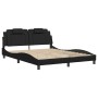 Bed frame with black synthetic leather headboard 160x200cm by , Beds and slatted bases - Ref: Foro24-3208103, Price: 196,01 €...