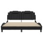 Bed frame with black synthetic leather headboard 160x200cm by , Beds and slatted bases - Ref: Foro24-3208103, Price: 196,01 €...