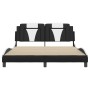 Bed frame with black and white synthetic leather headboard, 160x200cm. by , Beds and slatted bases - Ref: Foro24-3208108, Pri...