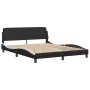 Bed frame with black and white synthetic leather headboard, 160x200cm. by , Beds and slatted bases - Ref: Foro24-3208108, Pri...