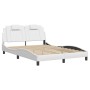 Estructura de cama cabecero cuero sintético blanco 140x190 cm de , Camas y somieres - Ref: Foro24-3208090, Precio: 185,47 €, ...