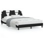 Bed frame structure with black and white synthetic leather headboard 140x200cm. by , Beds and slatted bases - Ref: Foro24-320...