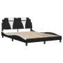 Estructura cama cabecero cuero sintético negro blanco 140x200cm de , Camas y somieres - Ref: Foro24-3208101, Precio: 179,20 €...