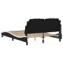 Bed frame structure with black and white synthetic leather headboard 140x200cm. by , Beds and slatted bases - Ref: Foro24-320...