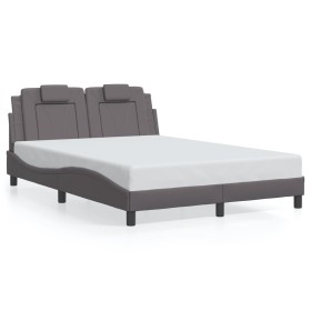 Estructura cama con luces LED cuero sintético gris 140x200 cm de , Camas y somieres - Ref: Foro24-3214025, Precio: 200,69 €, ...