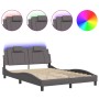 Estructura cama con luces LED cuero sintético gris 140x200 cm de , Camas y somieres - Ref: Foro24-3214025, Precio: 203,99 €, ...