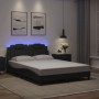 Estructura cama con luces LED cuero sintético gris 140x200 cm de , Camas y somieres - Ref: Foro24-3214025, Precio: 203,99 €, ...