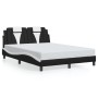 Estructura cama con LED cuero sintético negro blanco 140x200 cm de , Camas y somieres - Ref: Foro24-3214027, Precio: 193,50 €...