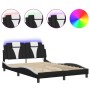 Estructura cama con LED cuero sintético negro blanco 140x200 cm de , Camas y somieres - Ref: Foro24-3214027, Precio: 193,50 €...