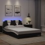 Estructura cama con LED cuero sintético negro blanco 140x200 cm de , Camas y somieres - Ref: Foro24-3214027, Precio: 193,50 €...