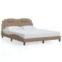 Bed frame with LED lights, PE leather, cappuccino color, 160x200 cm. by , Beds and slatted bases - Ref: Foro24-3214033, Price...