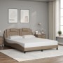 Estructura de cama con luces LED cuero PE capuchino 160x200 cm de , Camas y somieres - Ref: Foro24-3214033, Precio: 232,86 €,...