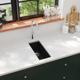 Kitchen sink with black granite overflow by vidaXL, Sinks - Ref: Foro24-147077, Price: 104,65 €, Discount: %