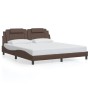 Bed frame with LED lights in brown synthetic leather 180x200 cm by , Beds and slatted bases - Ref: Foro24-3214038, Price: 238...