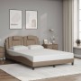 Bed frame with LED lights in synthetic cappuccino leather 140x190 cm by , Beds and slatted bases - Ref: Foro24-3214019, Price...