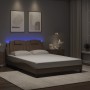 Bed frame with LED lights in synthetic cappuccino leather 140x190 cm by , Beds and slatted bases - Ref: Foro24-3214019, Price...